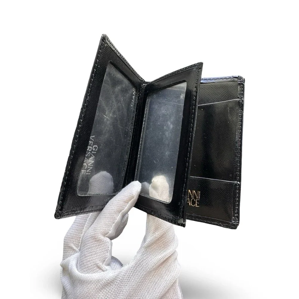 Authentic Vintage Gianni Versace Black Leather Bifold ID & Card Wallet